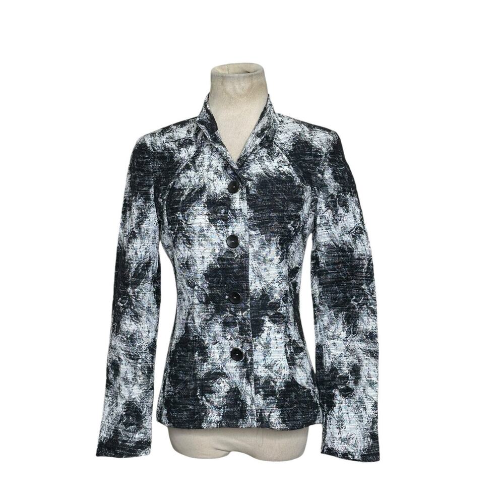 Zanella gray black floral long sleeves 4 button blazer size 4